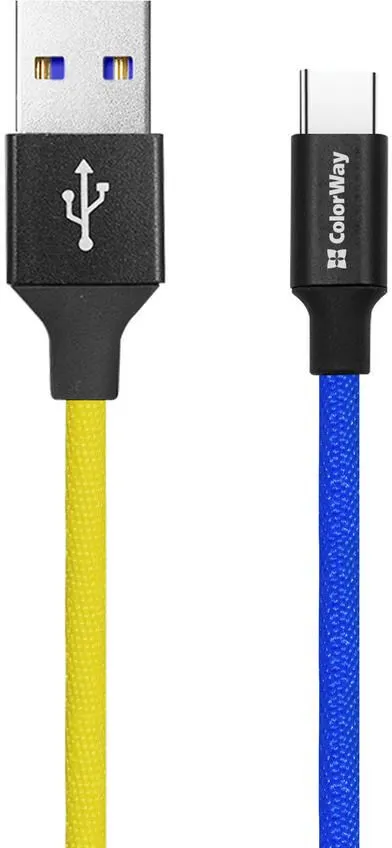 Кабель Colorway USB-Type-C 2.4А 1м (CW-CBUC052-BLY)син-жов
