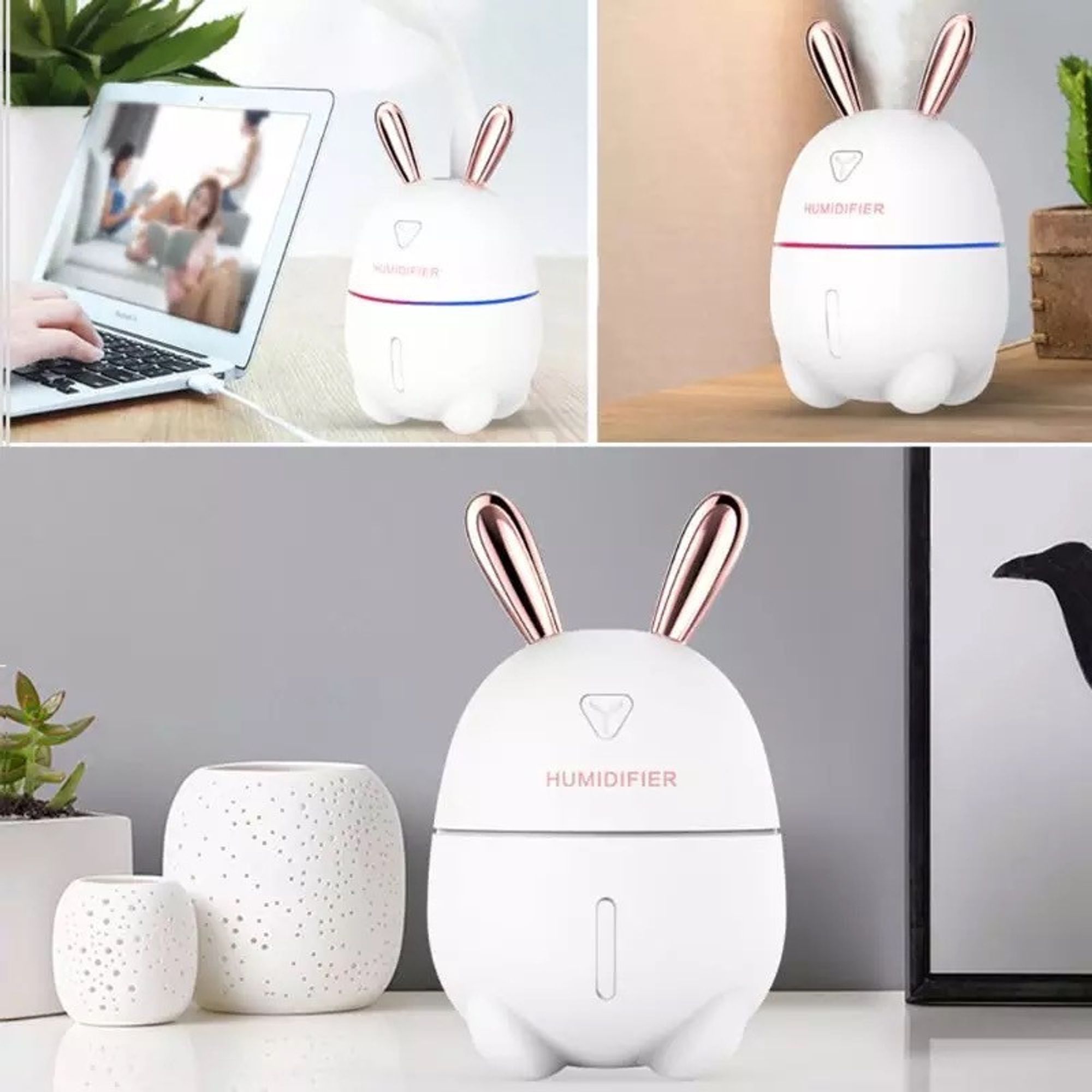 Фото - увлажнитель воздуха Увлажнитель воздуха зайчик Rabbit 2в1 на 300 мл c подсветкой ночник, аромолампа