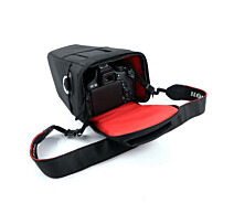 Купить - сумку для фото- и видео Сумка для фотоаппарата универсальная противоударная черная с красным ( код: IBF035BR )
