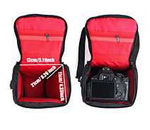 Купить - сумку для фото- и видео Сумка для фотоаппарата универсальная противоударная черная с красным ( код: IBF060BR )