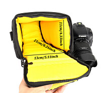 Купить - сумку для фото- и видео Сумка для фотоаппарата универсальная противоударная черная с желтым ( код: IBF060BY )
