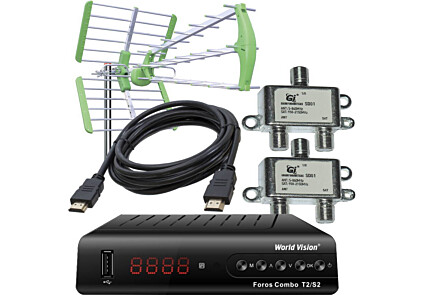 t2 tyuner komplekt resiver world vision foros combo t2 s2 efirnaya antenna t2 world vision maxima l 2 sht summator diplexer sd01 sat tv hdmi kabel 0 8 m kupit v kieve
