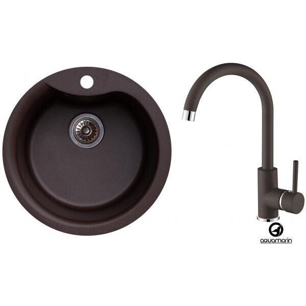 

Кухонная мойка ARGO 480-40 Espresso + Смеситель кухонный AQUAMARIN WAVE 390 ESPRESSO combi (Коричневый)