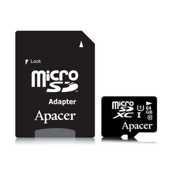 

Карта памяти Apacer micro SDXC UHS-I 64GB class 10+SD (AP64GMCSX10U1-R)