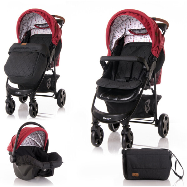 

Детская коляска прогулочная Lorelli DAISY SET с автокреслом (red/black lighthouse)