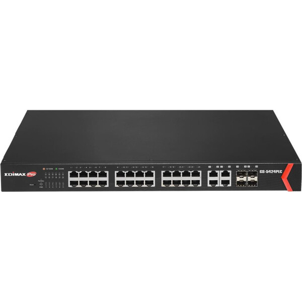 

Коммутатор Edimax GS-5424PLC (24xGE PoE+, 4xGE/SFP, max 450W, питание до 200м, Web Smart)