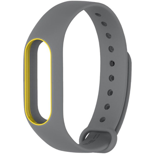 

UWatch Double Color Replacement Silicone Band For Xiaomi Mi Band 2 Grey/Yellow Line