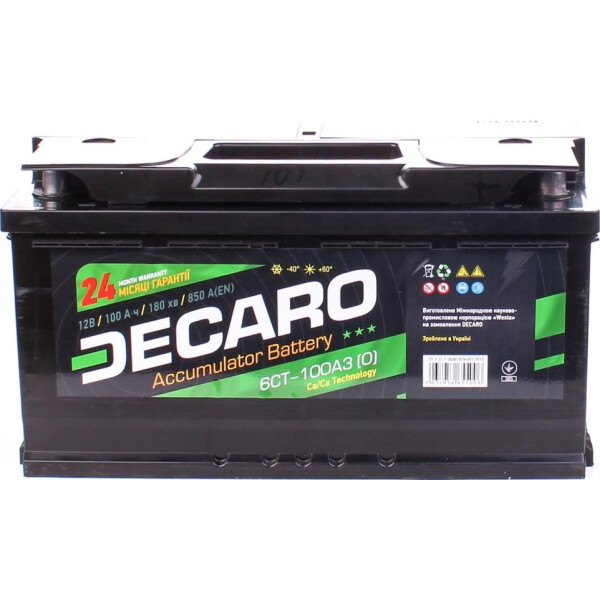 

Автомобильный аккумулятор DECARO PROFI 100Ah-12v R, EN850