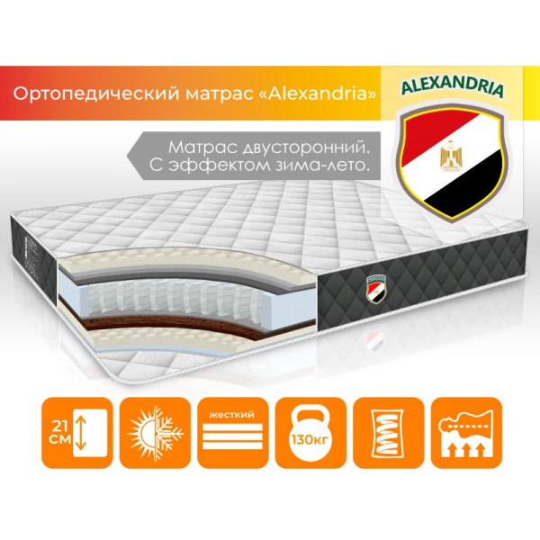 

Матрас ортопедический ТМ TAG "Alexandria" двухсторонний с эффектом зима-лето чехол Жаккард размер 90*190 см