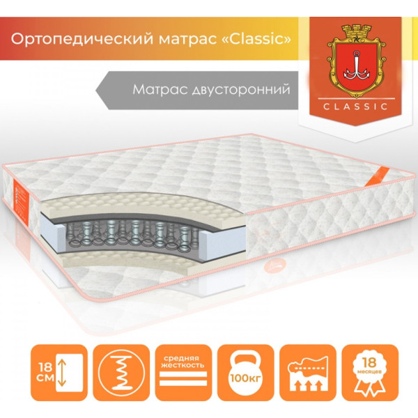 

Матрас ТМ TAG "Classic" двухсторонний чехол Жаккард размер 180*200 см