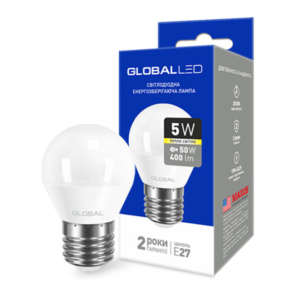 

Лампа светодиодная GLOBAL G45 F 5W 220V E27 AP (1-GBL-141)