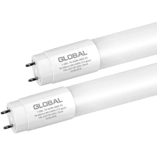 

Лампа светодиодная GLOBAL T8 1200mm 16W 6500K G13 glass (1-GBL-T8-120M-1665-03)