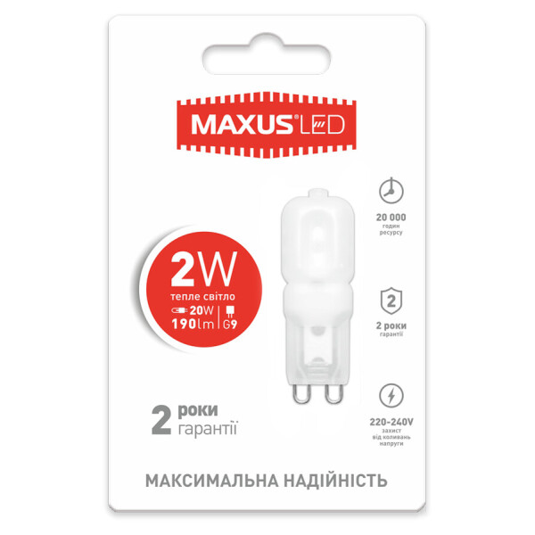 

Лампа светодиодная MAXUS G9 2W 3000K 220V (1-LED-201)