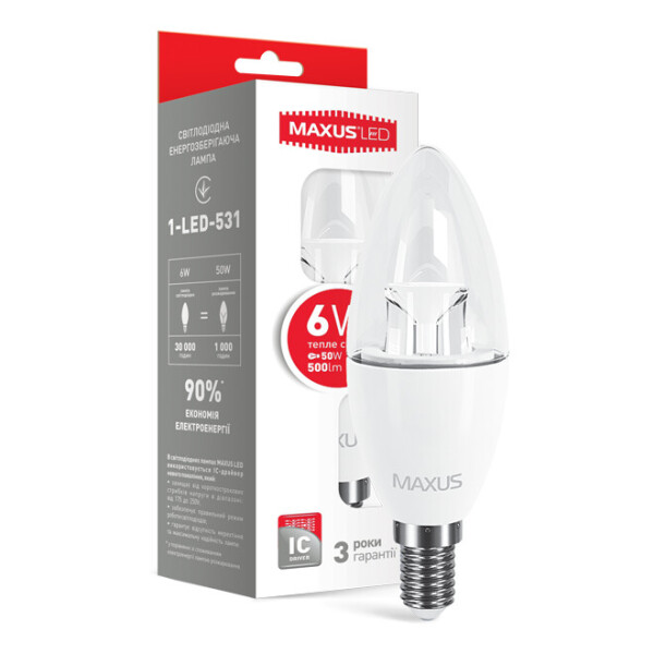 

Лампа светодиодная MAXUS C37 6W 220V E14 (1-LED-532)