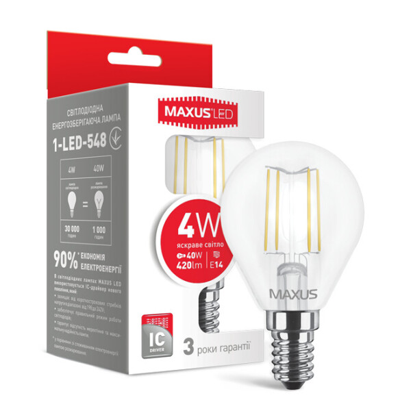 

Лампа филаментая MAXUS G45 4W E14 (1-LED-548)
