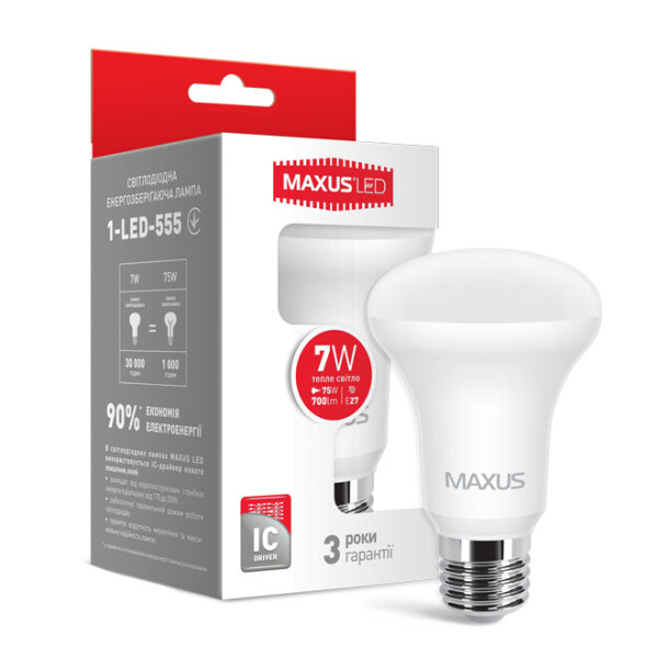 

Лампа светодиодная MAXUS R63 7W 220V E27 (1-LED-555)