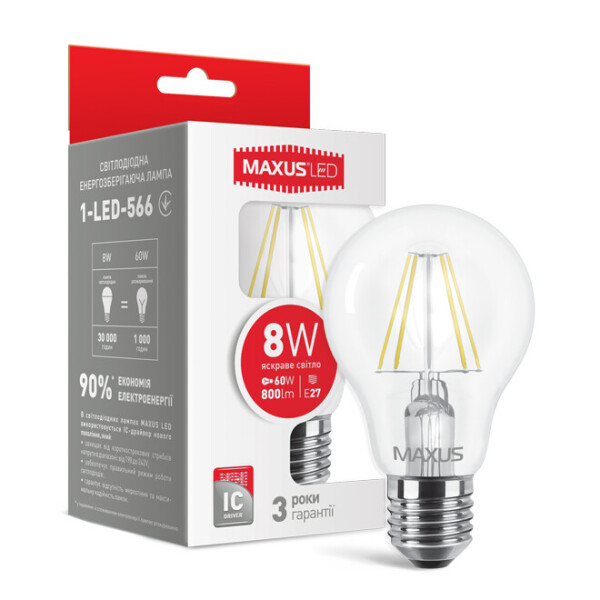 

Лампа светодиодная MAXUS А60 8W E27 (1-LED-566)
