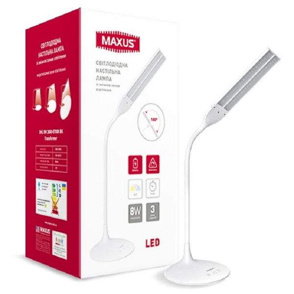 

Настольная лампа MAXUS DKL 8W 3000-5700K White Transformer (1-MAX-DKL-001-05)