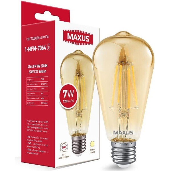 

Лампа филаментная ST64 FM 7W 2700K 220V E27 Golden