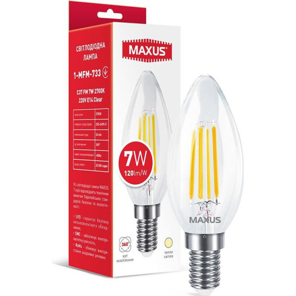 

Лампа филаментная C37 FM 7W 2700K 220V E14 Clear