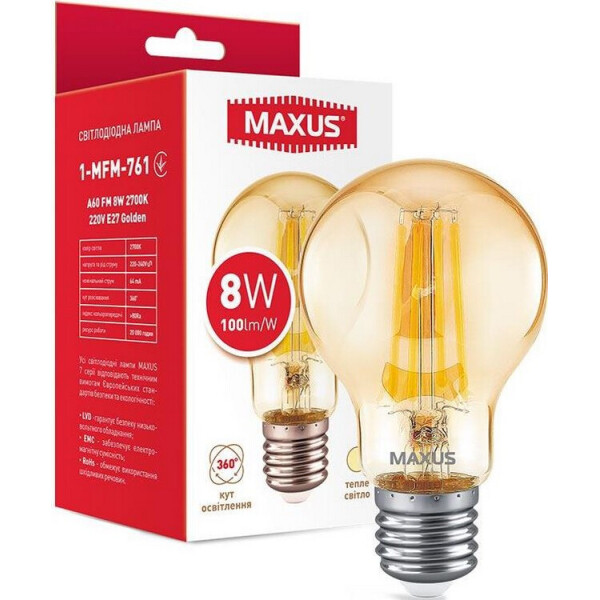 

Лампа филаментная A60 FM 8W 2700K 220V E27 Golden