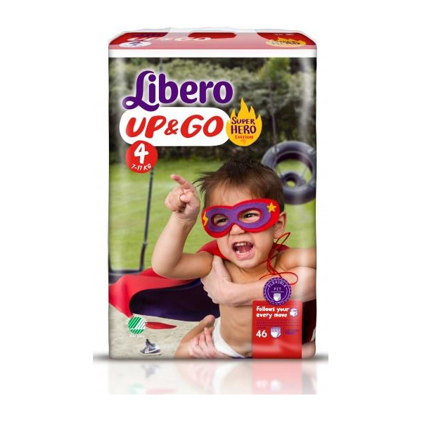 

Подгузники-трусики Libero Up&Go Hero Collection, размер 4 (7-11 кг), 46 шт.