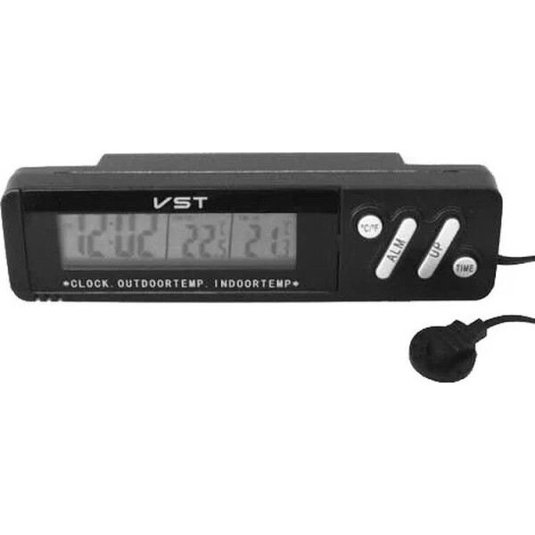 

Автомобильные часы с термометром VST-7067 внешний и внутренний датчик Black (3_4466)