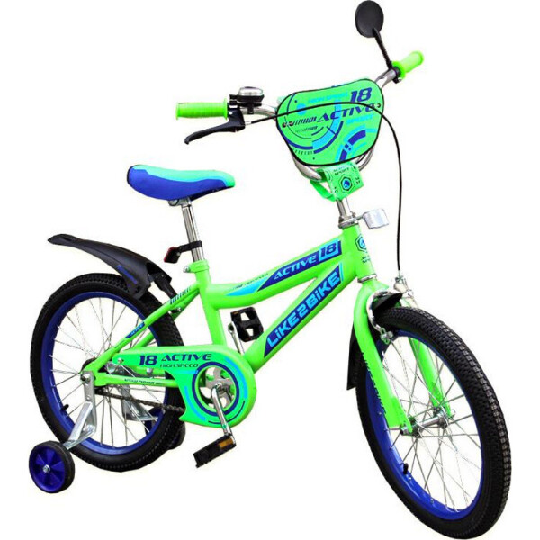 

Двухколесный детский велосипед 18 дюймов Like2bike Active 191827 Салатовый с боковыми тренировочными колесами