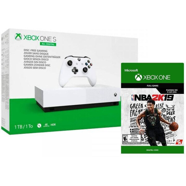 

Microsoft Xbox One S 1Tb White All-Digital Edition + Ваучер на скачивание NBA 2K19
