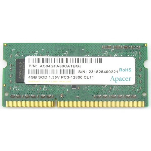 

Оперативная память Apacer 4 GB SO-DIMM DDR3L 1600 MHz (DV.04G2K.KAM)