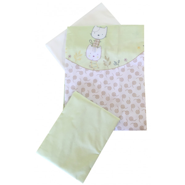 

Комплект постельного белья детский Twins Comfort (3 элемента) салатовый, коты C-032