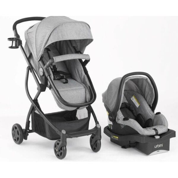 

Детская универсальная коляска трансформер 3 в 1 с автокреслом Urbini Omni Travel System Серая