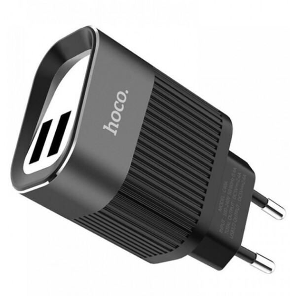 

Сетевое зарядное устройство 2USB Hoco C40A Black (2.4A)