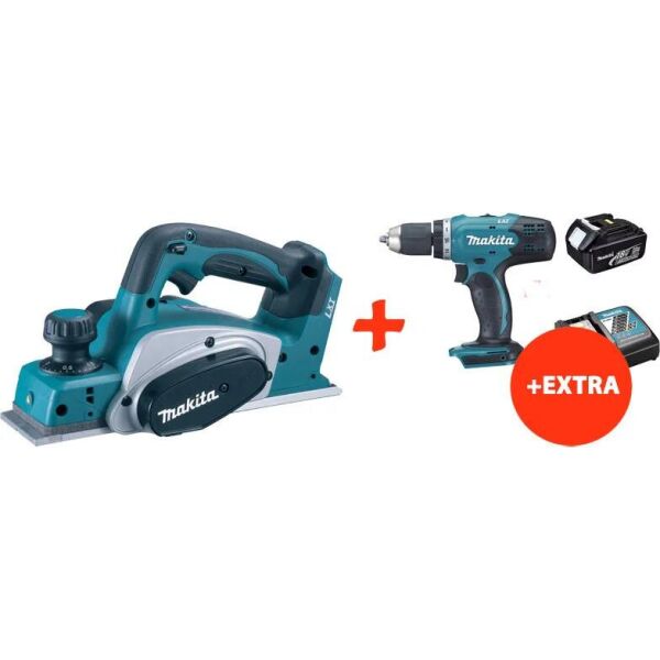 

Аккумуляторный рубанок Makita DKP180Z+аккумуляторная дрель-шуруповерт Makita DDF453RFX7 (DKP180RFX7)