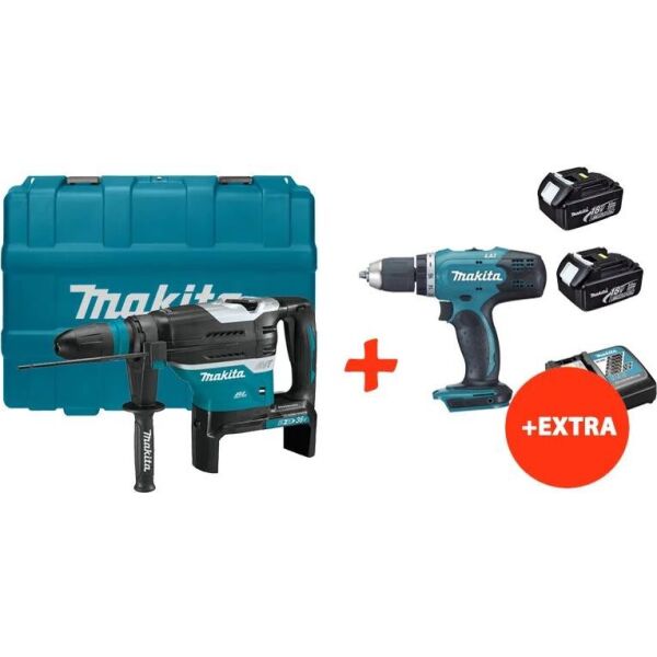 

Аккумуляторный бесщеточный перфоратор Makita DHR400ZK+аккумуляторная дрель-шуруповерт Makita DDF453RFX7