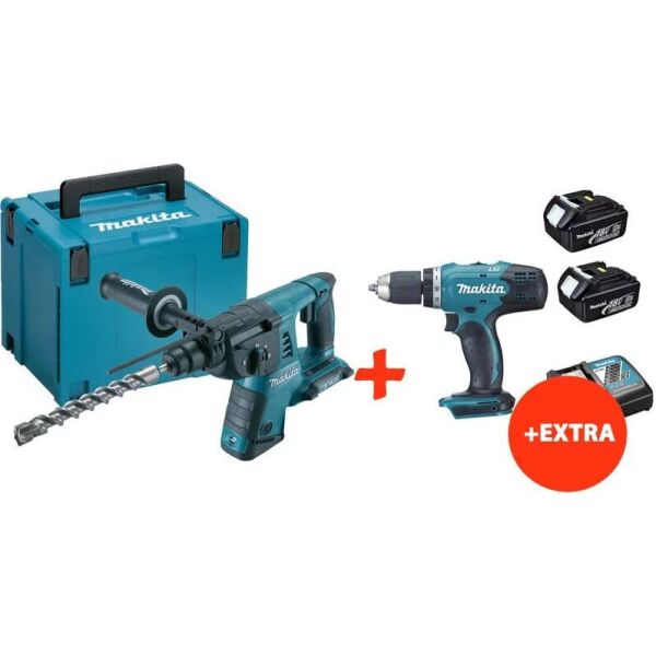

Аккумуляторный перфоратор Makita DHR263Z+аккумуляторная дрель-шуруповерт Makita DDF453RFX7