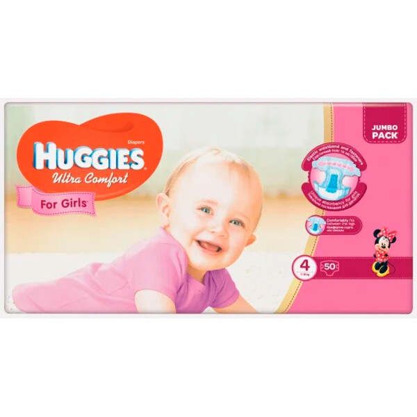 

Подгузники Huggies Ultra Comfort 4 для девочек (8-14кг) 50шт