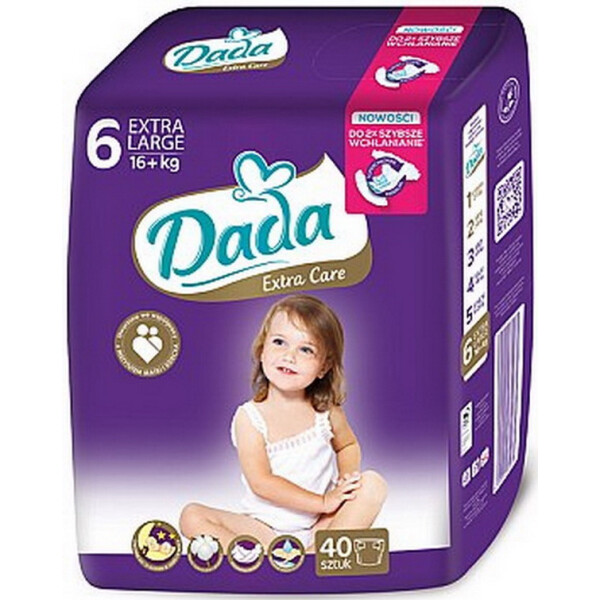 

Подгузники Dada Extra Care Extra Large 6 (16+ кг), 40 шт