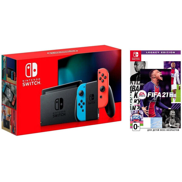 

Nintendo Switch Neon blue/red - Обновлённая версия + FIFA 21
