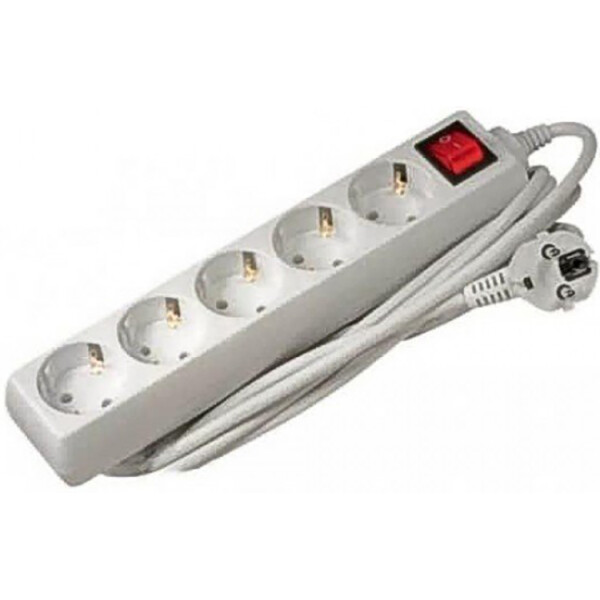 

Сетевой удлинитель EUROPOWER EPG518, 220В, 2 КВт, 5 розеток, 1,8 м, сечение 3х0,5мм, серый, пакет Q50