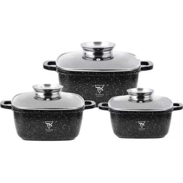 

Набор кастрюль с гранитным покрытием Top Kitchen TK00025 6 предметов (синий, красный, черный и коричневый) Np