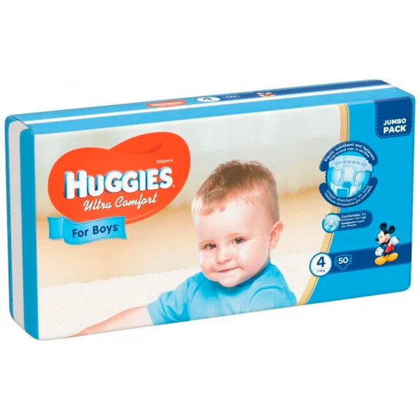 

Подгузники Huggies Ultra Comfort 4 для мальчиков (7-16кг) 50шт