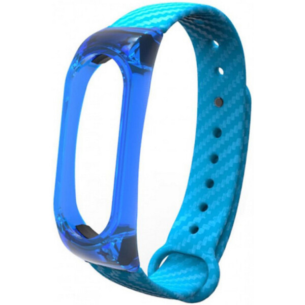 

Ремешок UWatch Silicon Carbon Fiber Crystal PC Frame Replacement Wrist Band For Mi Band 2 Blue