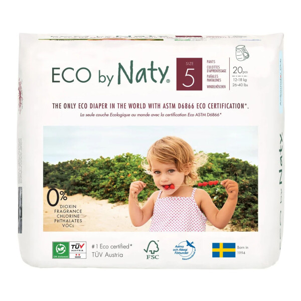 

Одноразовые детские трусики-подгузники "ECO BY NATY". Размер 5, 20 шт. в упаковке