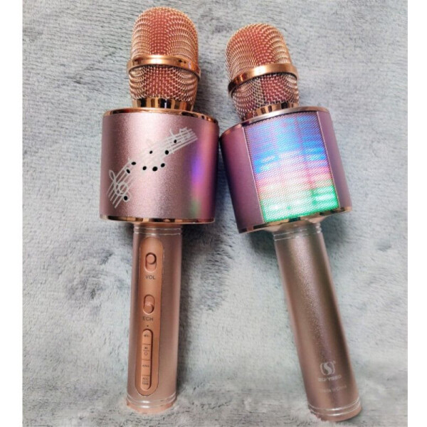 

Беспроводной караоке микрофон детский Bluetooth c колонкой DM Karaoke YS 66 + BT Original с динамиками 2 х 2,5Вт, трехуровневым подавлением шума и сменой голоса (Rose gold)