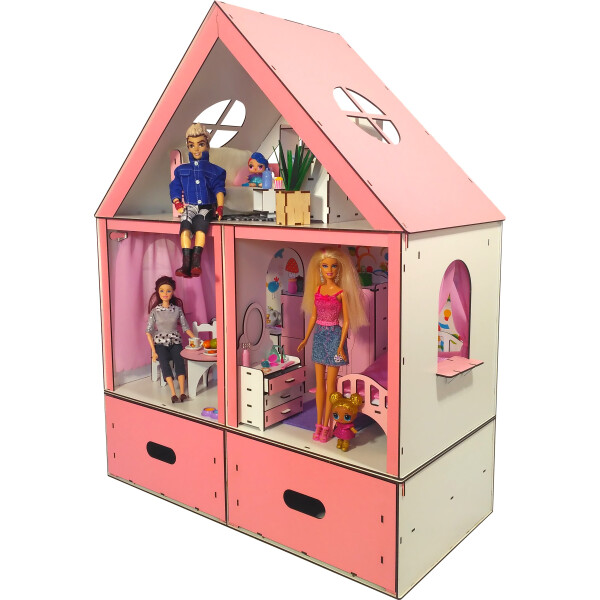 Акція на Кукольный домик FANA Особняк для Барби с мебелью и ящиком для игрушек (3107) від Allo UA