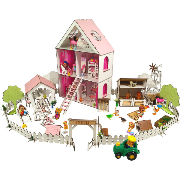 Акция на Кукольный домик FANA для кукол LOL c мебелью, двориком и фермой LITTLE FUN maxi(2125) от Allo UA
