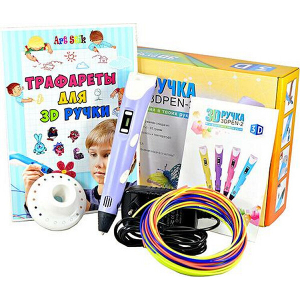 

3D-ручка с Эко Пластиком (190м) c Трафаретами с LCD экраном 3D Pen 2 Original Purple