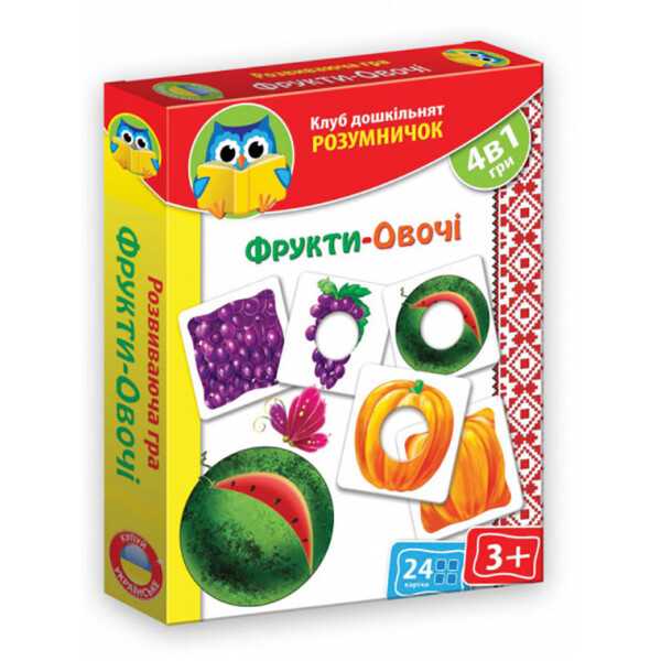 

Умнички. Игра картонная Фрукты-Овощи VT1306-13 (укр)
