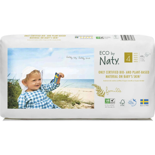 

Одноразовые детские подгузники "ECO BY NATY". Размер 4, 44 шт. в упаковке